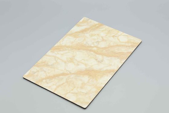 Painel composto de alumínio revestido de mármore branco com PVDF | Folha ACP de 3 mm-4 mm para revestimento de parede